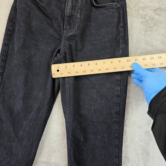 Topshop Jeans Womens Size 26 Black Straight High Rise Raw Hem Stretch Denim - Picture 6 of 11